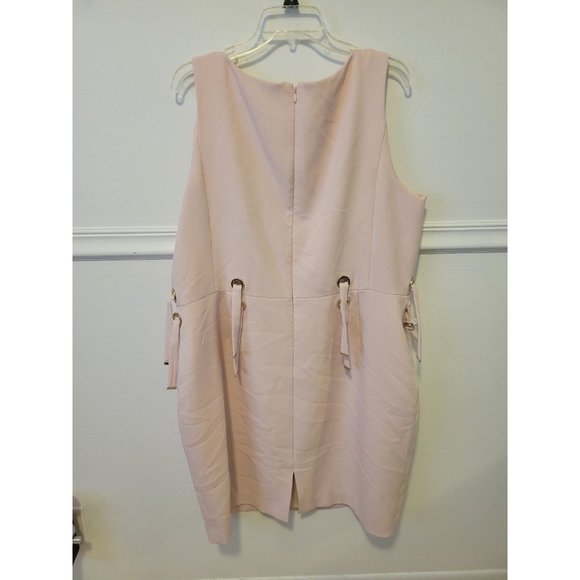 RTR size 20 Badgley Mischka Blush pink sleeveless grommet waist midi dress 2x - Picture 5 of 7
